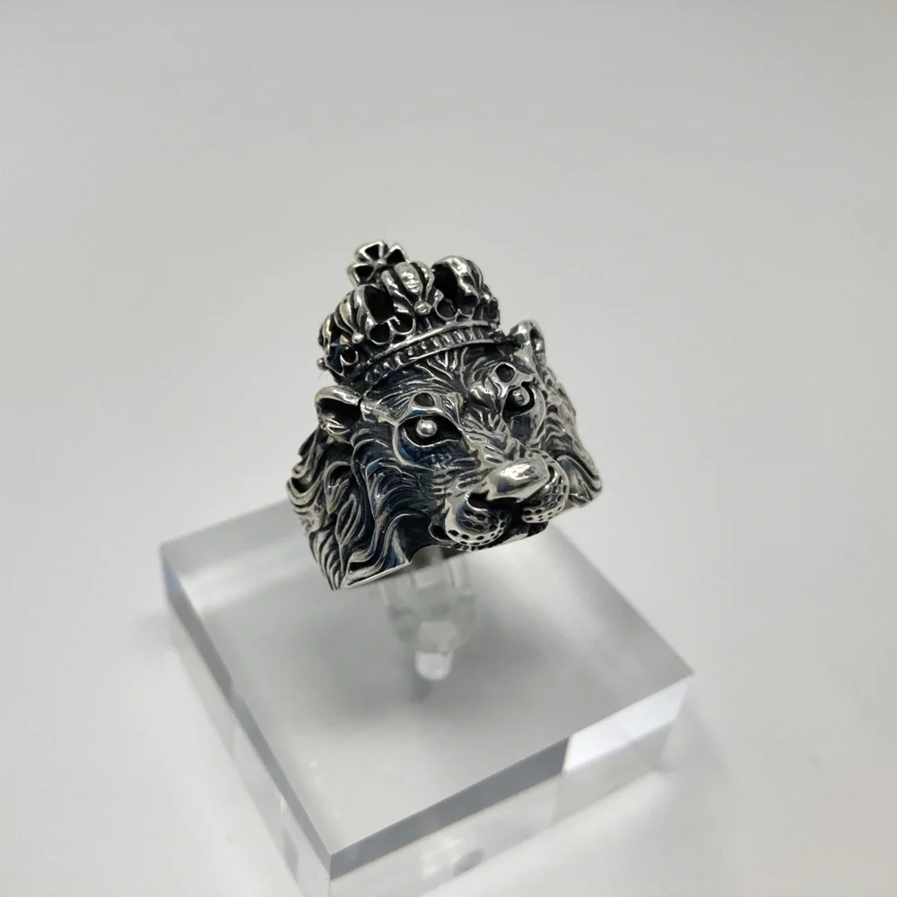Crown Lion King ring sterling silver 925 for men - Picture 7 of 9